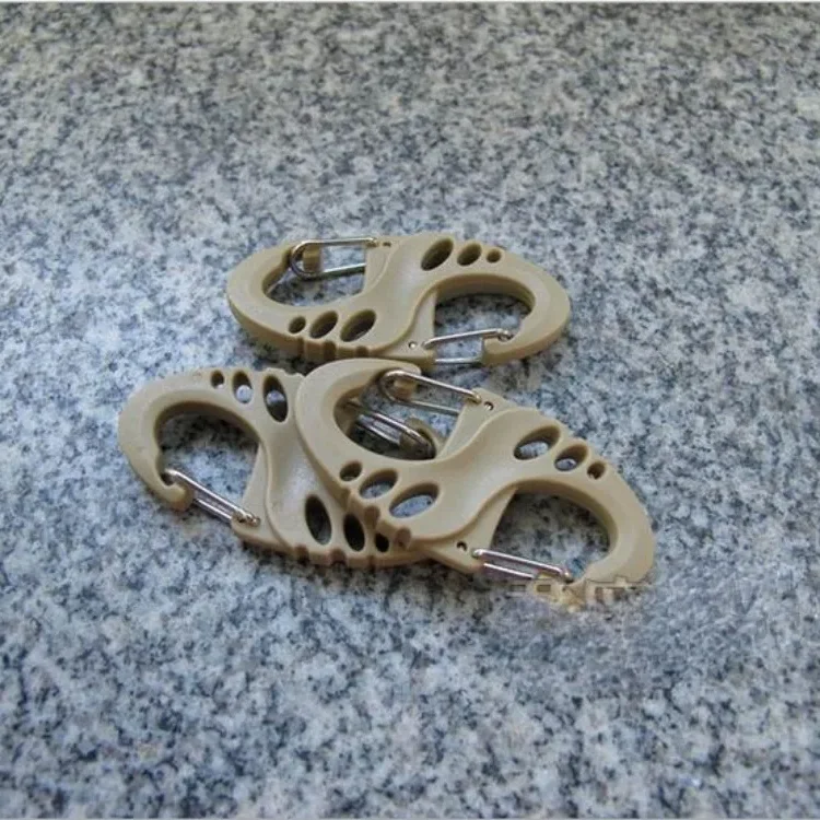 wholesale spot goods 5cm Plastic Key chain Tactical Camping Molle Backpack Hanging S Shape Snap Clip Carabiner