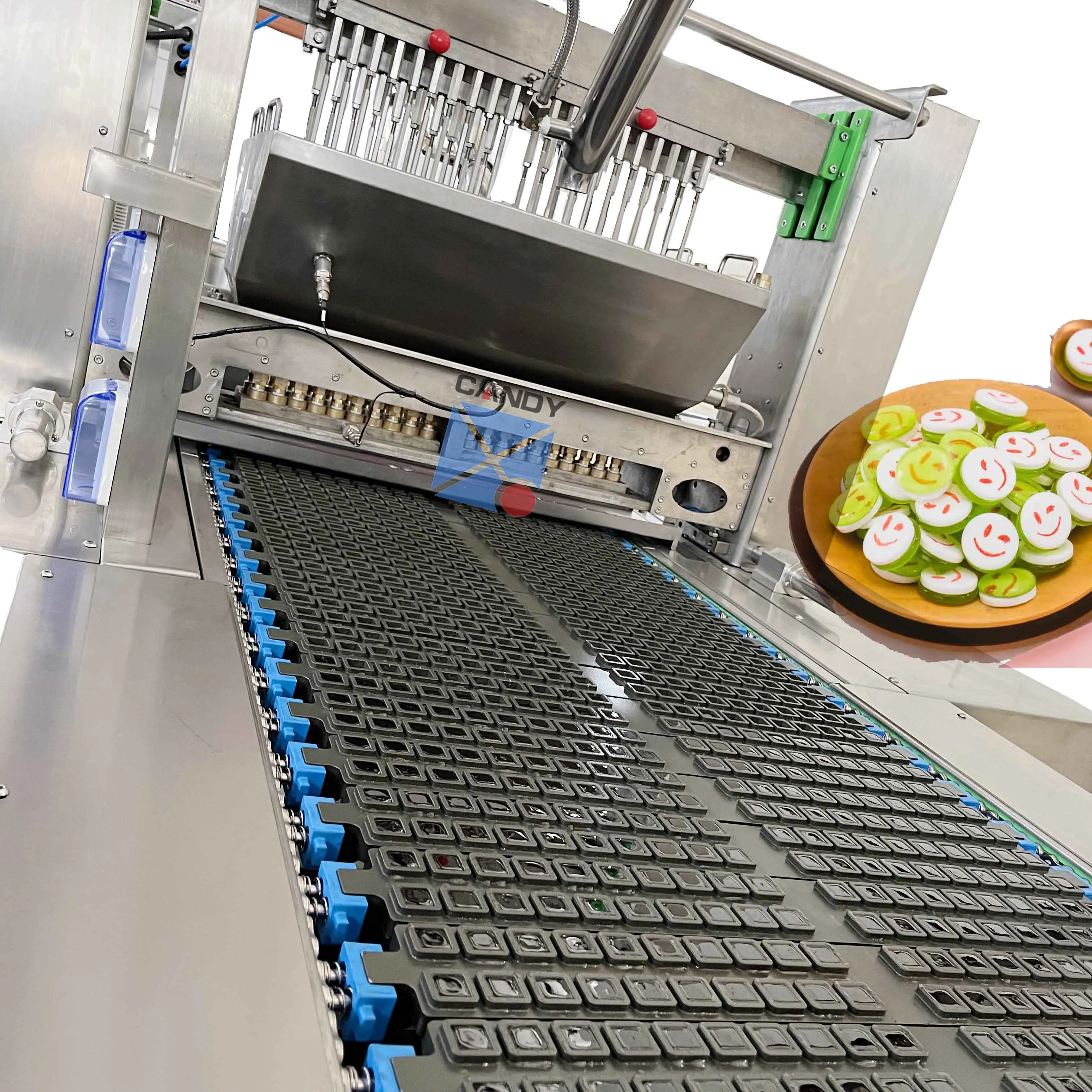 150kg Automatic PLC control printing smile hard candy making machine confectionery lollipop depositing line