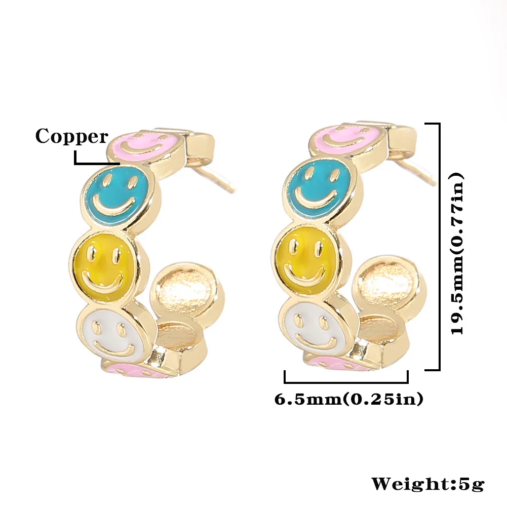 Korean Style Cute Earrings Colorful Happy Smiley Face Stud Earrings for Teen Girls Women