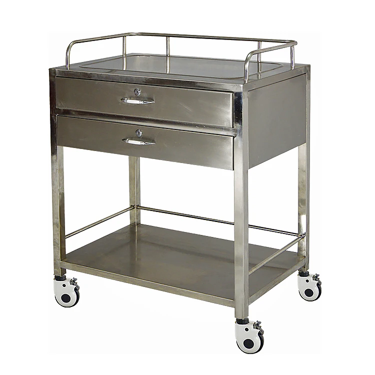 Hot selling B-23 model 2-tier stainless steel hospital instrument medical trolley