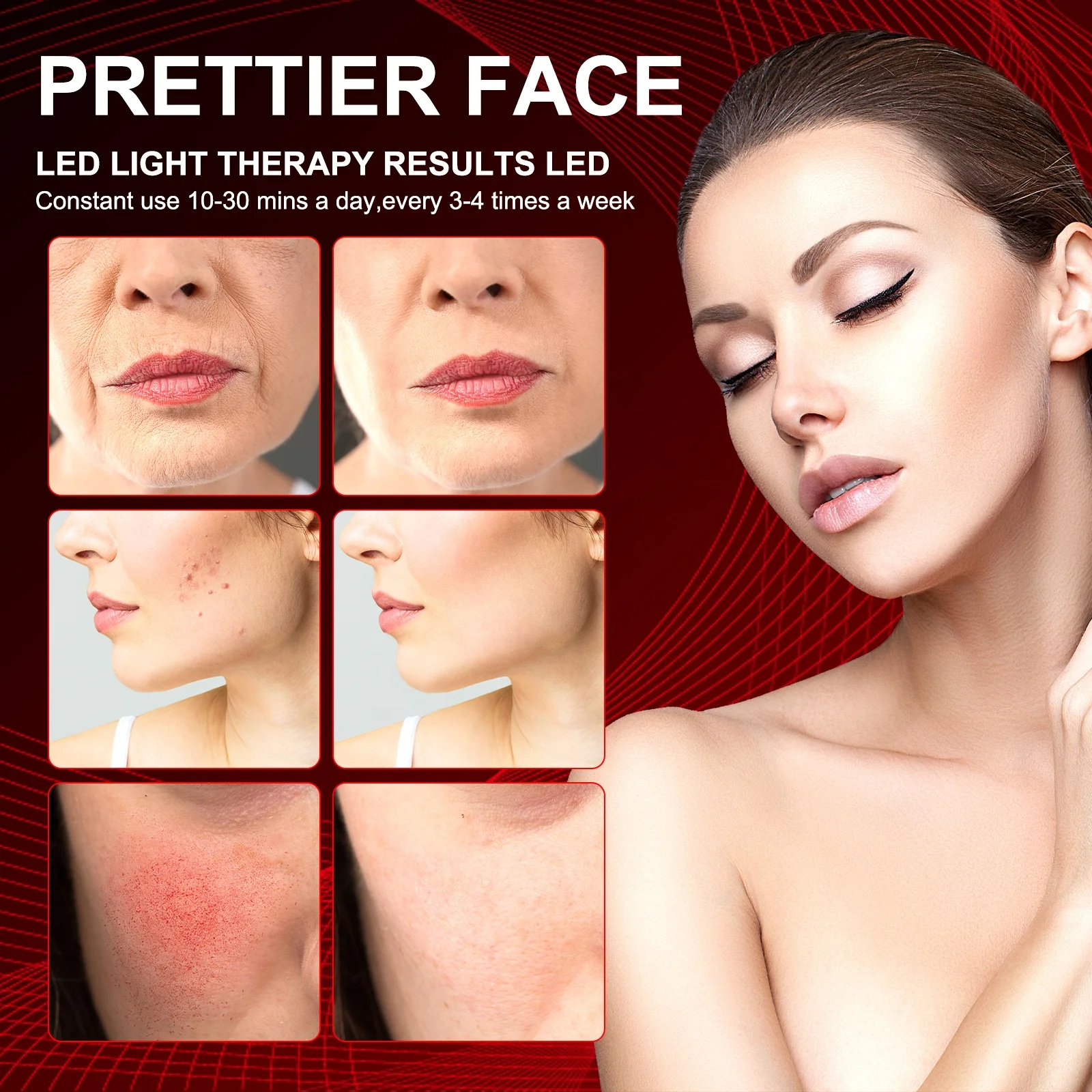 Upgraded 3-in-1 Chip Designed Infrared Light Therapy with Tripod, 660nm  850nm Deep Red Light for Face, Neck, Back