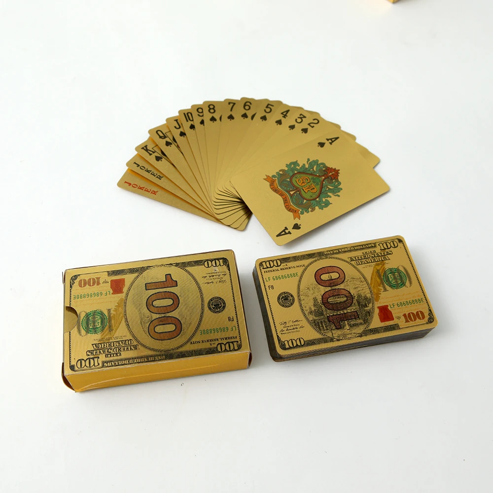 Stock Wholesale Waterproof Plastic Playing Cards 24K Golden Sliver Foil Plated Poker Cards Deck