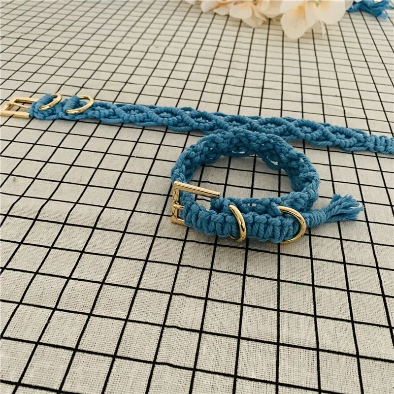 Wholesales Customized adjustable Macrame dog collar Luxury Custom Color Macrame Hand Woven dog collars