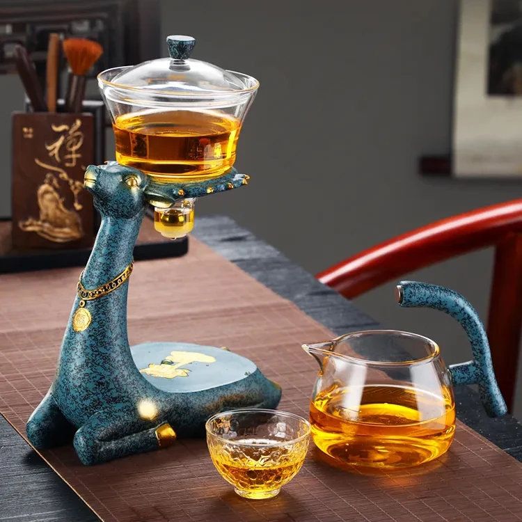 Glass Automatic Lazy Tea Set Magnetic Heat-Resistant semi-automatic glass teapot set