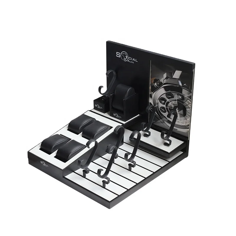 Counter Top Oem Exhibition Window Watch Display Stand Set Customized Watch Display Counter Rack Smart Watch Display Stand