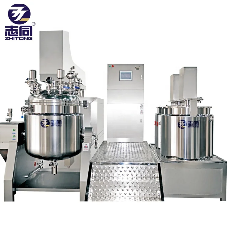 500L Cosmetic cream making machine hydraulic lifting vacuum emulsifier mixer machine ointment homogeneous mixer machine line
