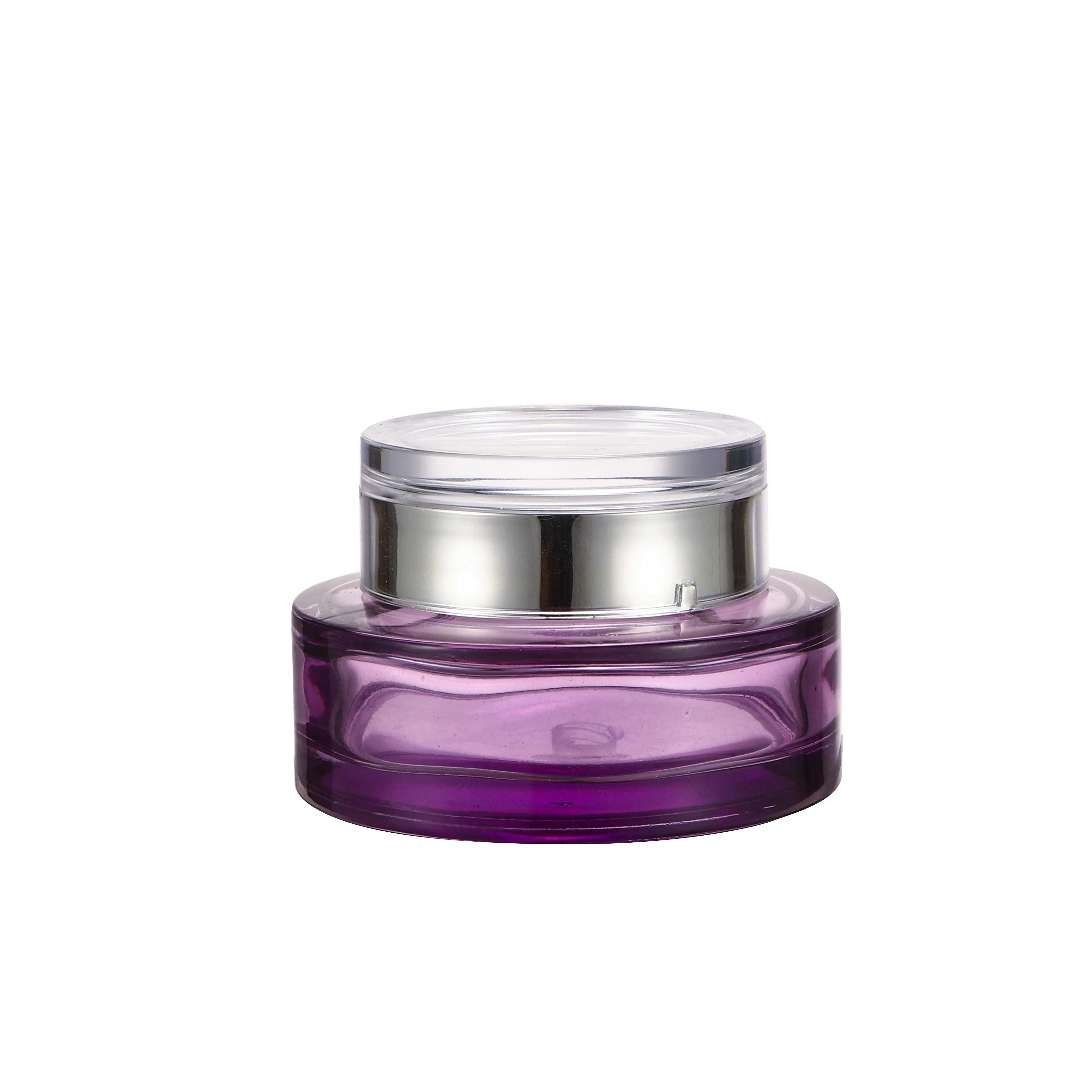Lavender Dual Chamber Cream Jar Round Clear Dual Chamber Acrylic Cosmetic Cream Jar for Skin Care