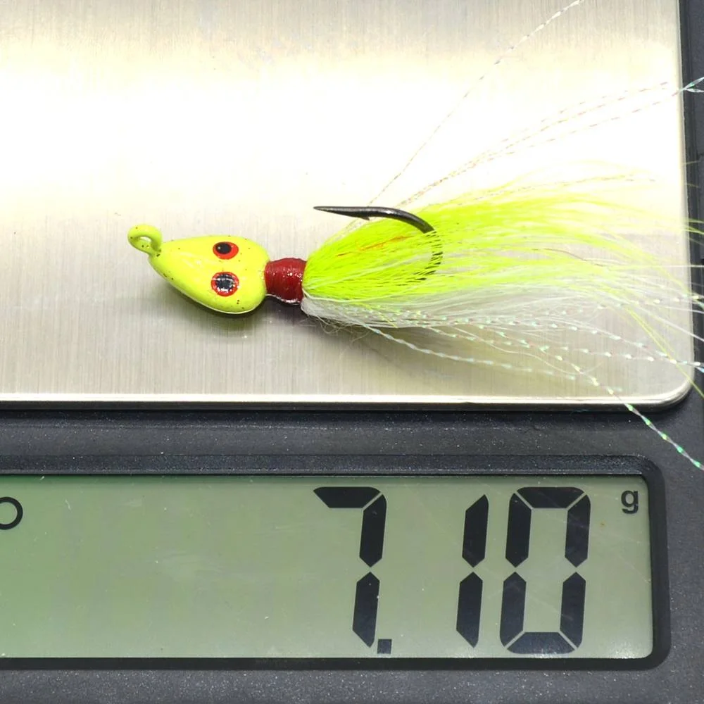 TAKEDO bass lure rombo lure Rock fishing super quality lead jig jig23 80mm 7g  bucktail with real deer  feather jigging lure