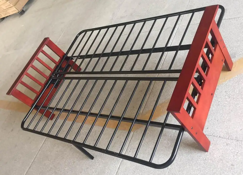 Good Quality Metal Frame Wooden Legs Folding Sofa Bed Living Room Metal Futon Frame