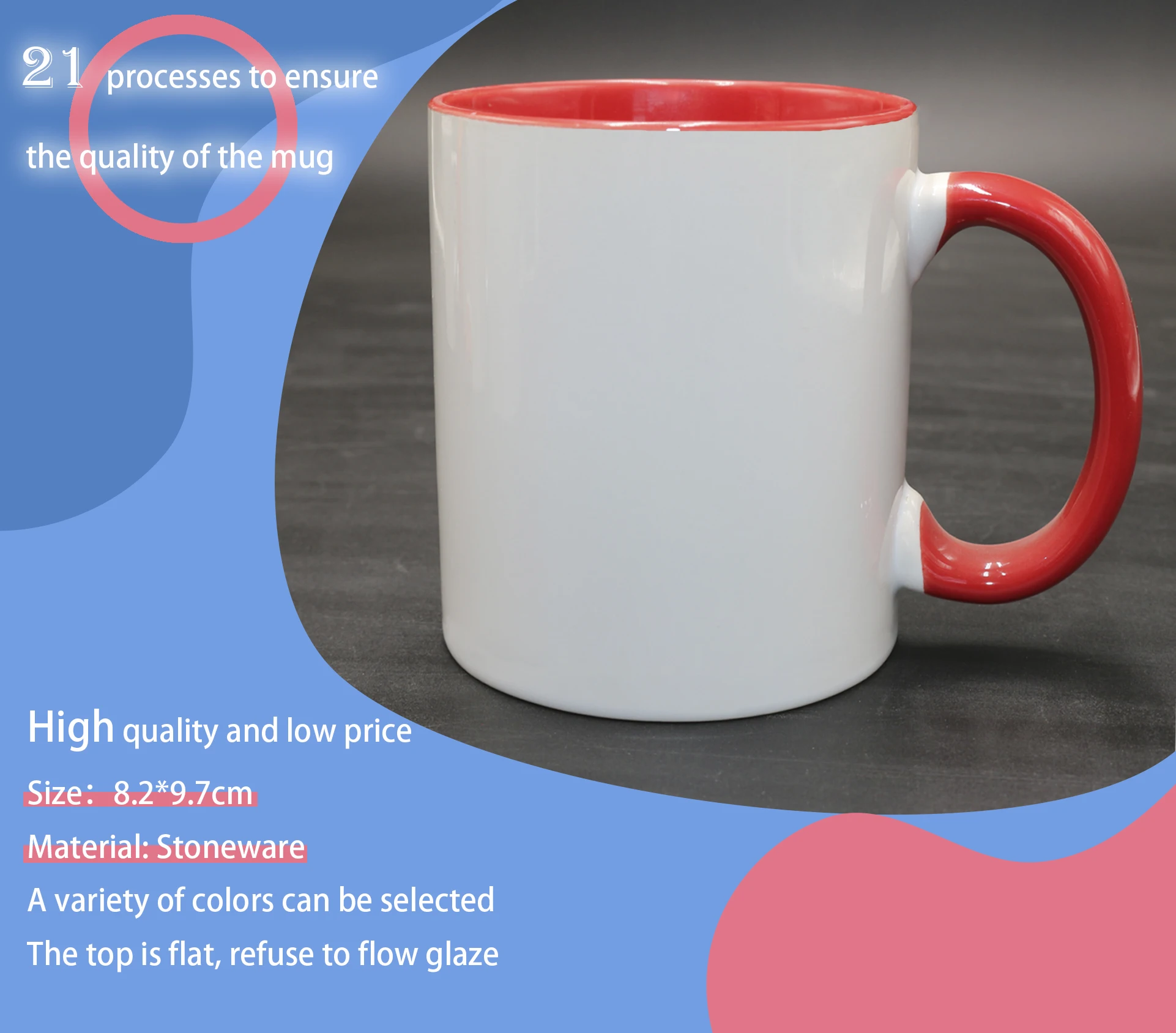 Hotsale 7102  factory produce inner color 11oz sublimation blanks ceramic coffee  mug with color handle 11 oz sublimation mug