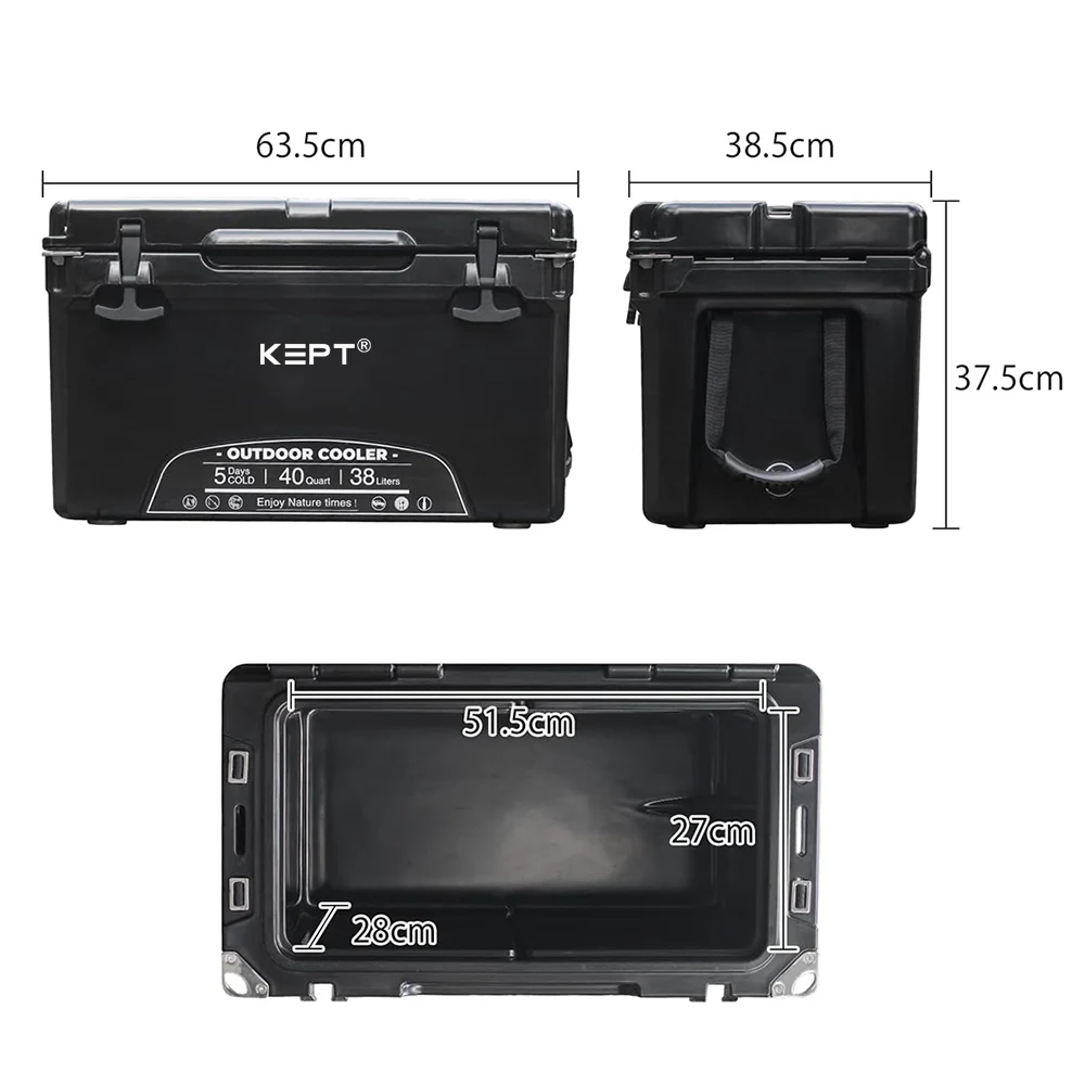 Wholesale 40QT Insulated Rotomolded Hand Carry Plastic Ice Cooler Box for Fishing Rotomolded Cooler