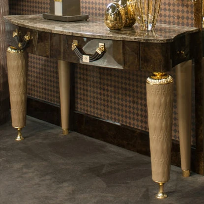 
Luxury modern style customized l wooden frame stainless steel base TV coffee modern table console 