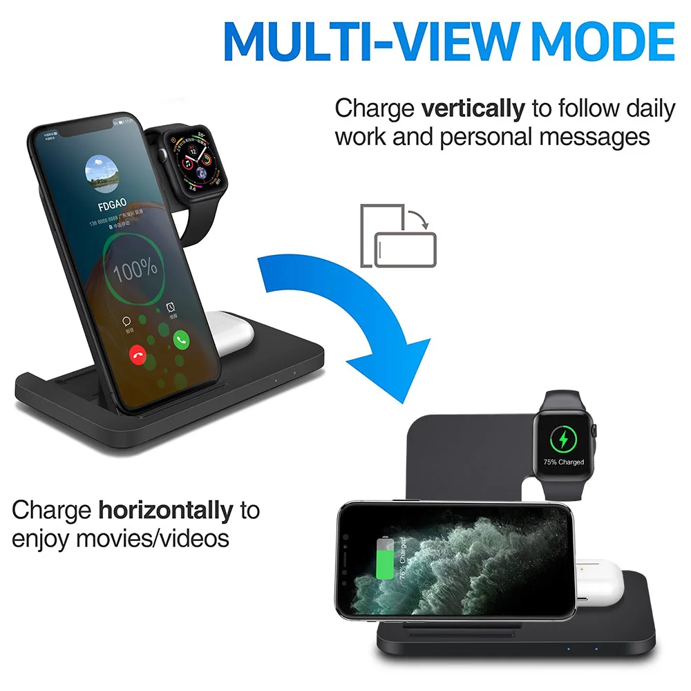2023 new Product  For iphone 13 14 Pro Max 3 in 1 Wireless Charger Foldable For Samsung Galaxy S22 ultra 15W Fast Charging