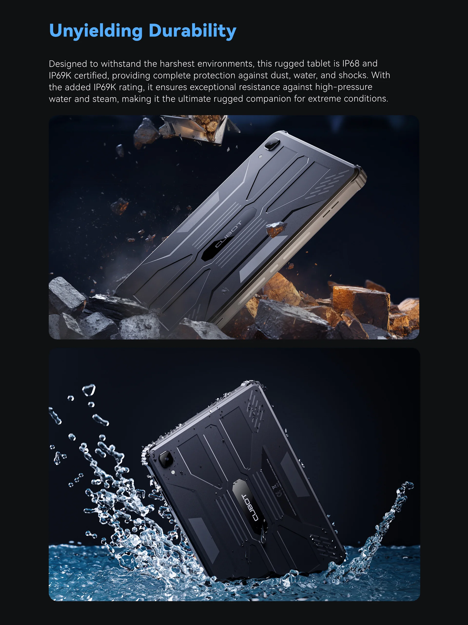 Wholesale Cubot TAB KINGKONG 8GB+ 256GB 10.1 Inch FHD+ Rugged Tablet with Octa-core Android 13 IP68 Waterproof 10600mAh