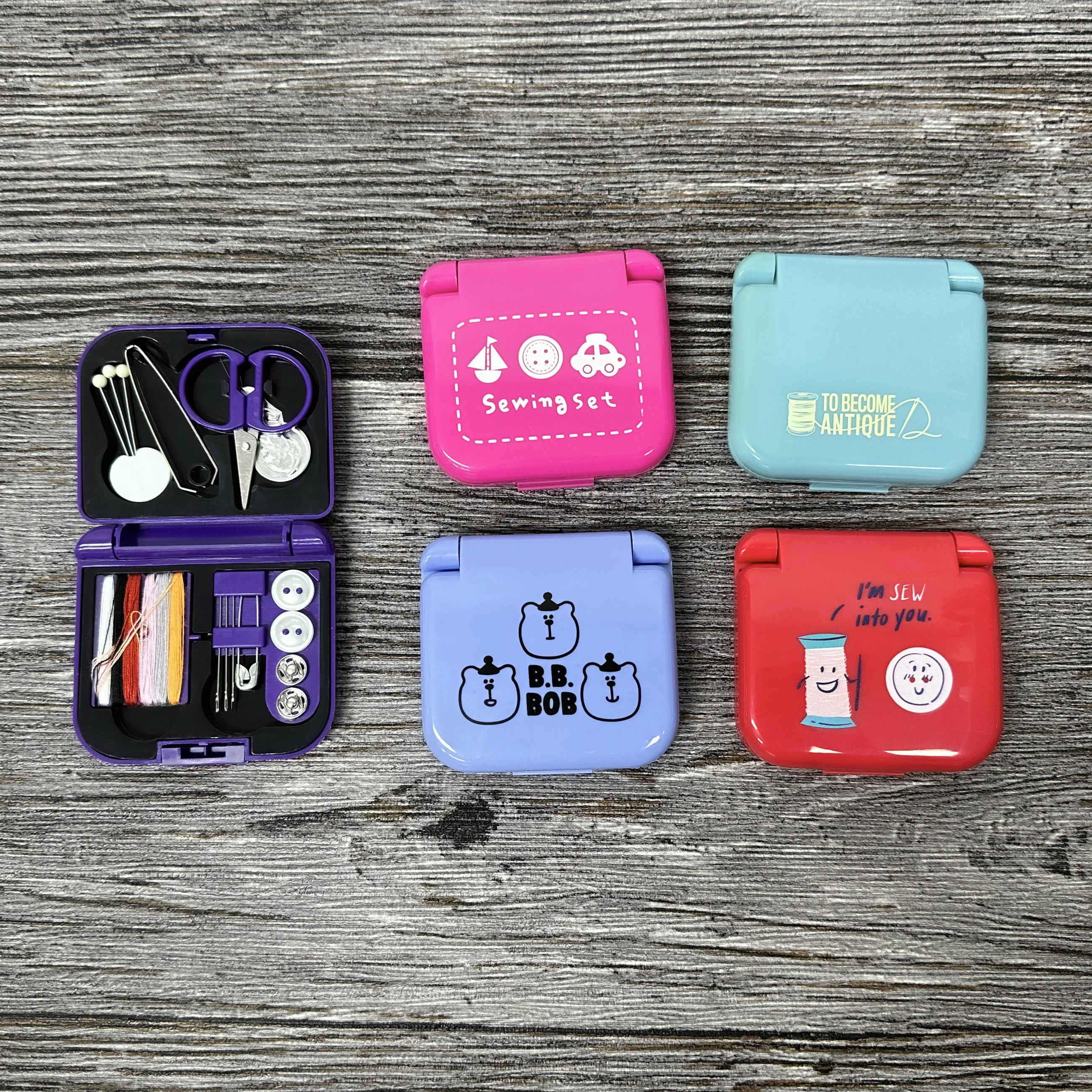 Mini Folding Sewing Box, Customized Logo Promotional Sewing Kit for Hotel and Travel Agency
