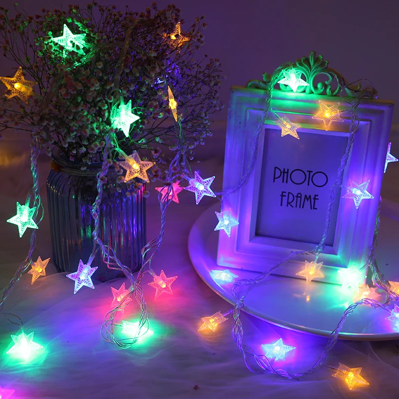 Battery Operated 10 20 30 40 50 LED Flashing Star Fairy Garland Christmas Decorations String Lights