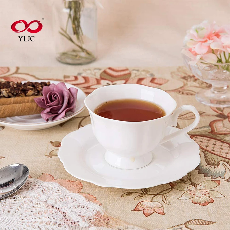 Wholesale Promotional Gift Item Ceramic Bulk Custom Decal Printing Floral Fine Bone China Coffee Cup And Saucer Tea Set