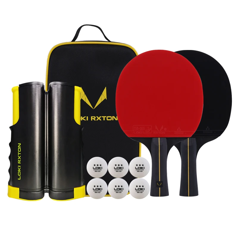 Two Layers Wood Poplar Bat Ping Pong Balls 5-7 Portable Table Tennis Set With 2 Sets