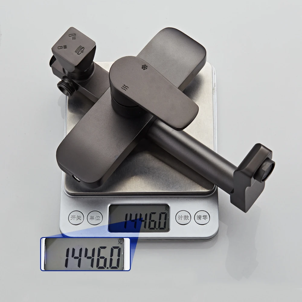 YUNDOOM OEM Gun Grey Bath Shower Set  Ducha Chuveiro Space Aluminium Bathroom 3 Function Shower Mixer Bath & Shower Faucet