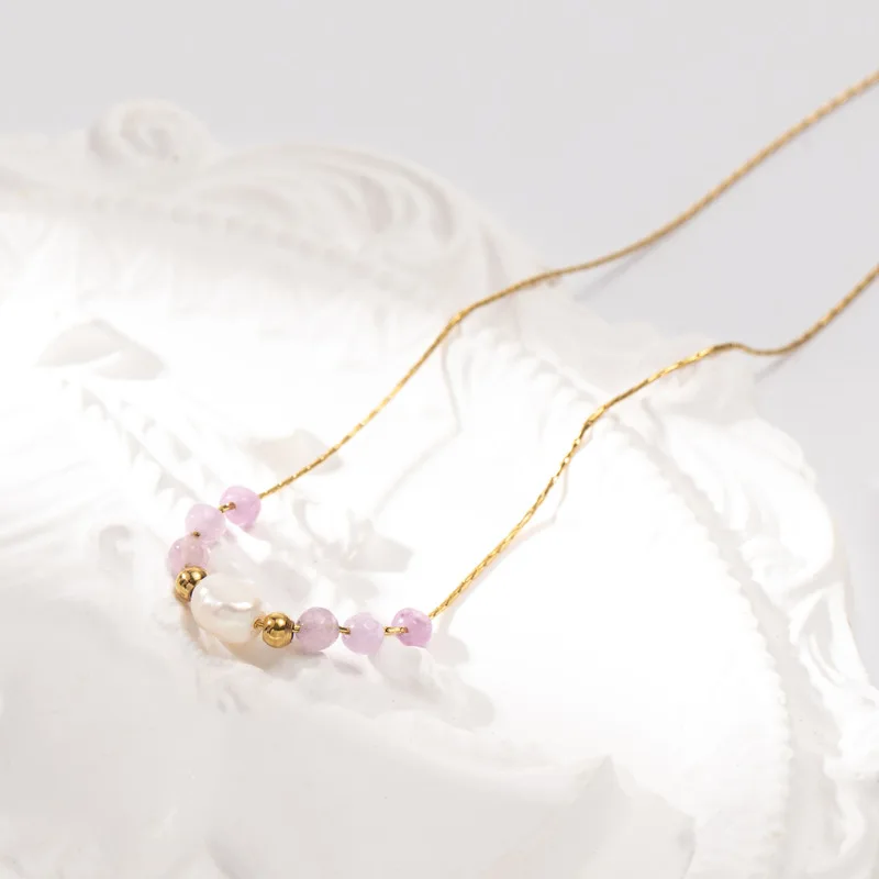 Vershal VSB1940 Freshwater Pearl Pendant Necklace 18k Gold Plated Stainless Steel Non Fading Necklace