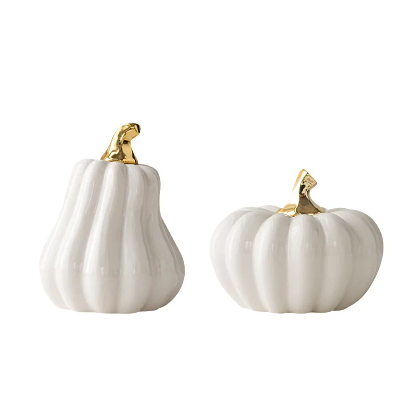 Nordic creative white ceramic pumpkin ornament Tabletop ornament Home decor Halloween gift