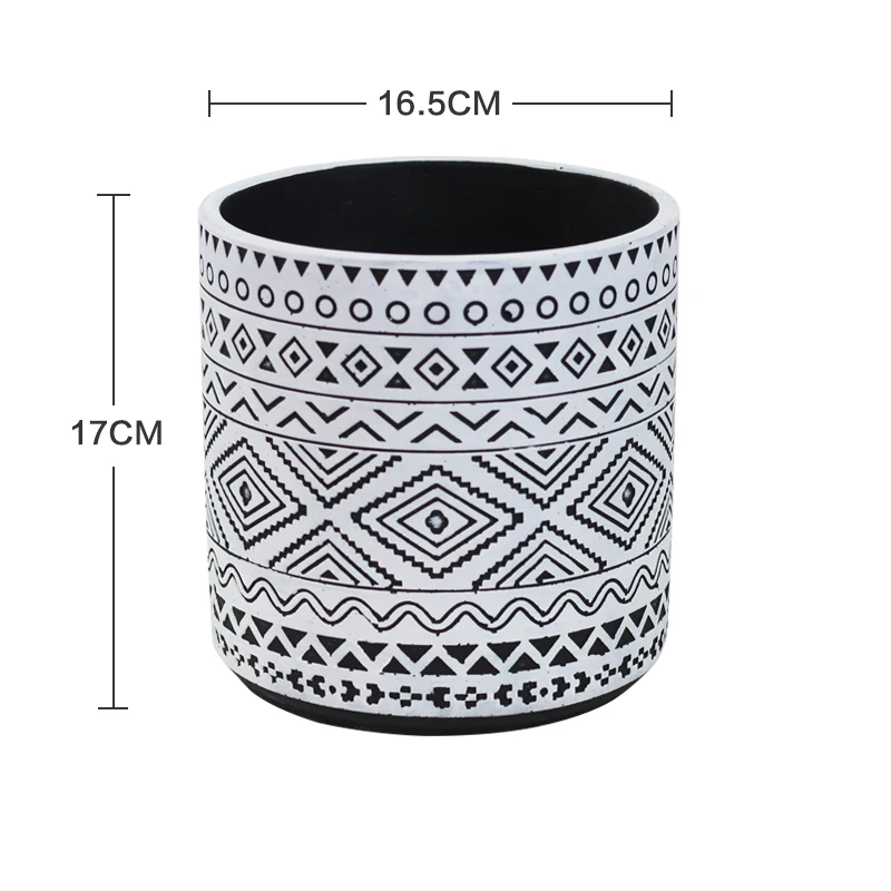 Bohemia retro geometric pattern balcony home decor cement plant potted gardening flowerpots ceramic succulent pots