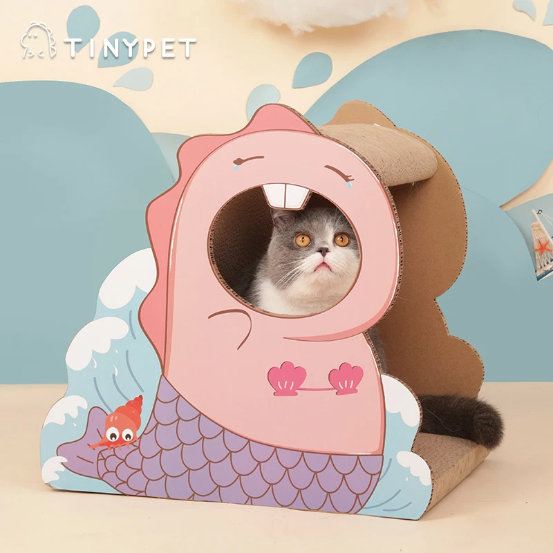 TINYPET Original Design Cat Scratcher Big Size Corrugated Cat Scratch Post Dinosaur Shape Cat Scratch Board