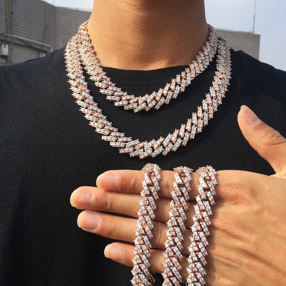 Ювелирные изделия Miss в стиле хип-хоп 14K 18k CZ белое позолоченное кубическое ожерелье из кубических звеньев со льдом