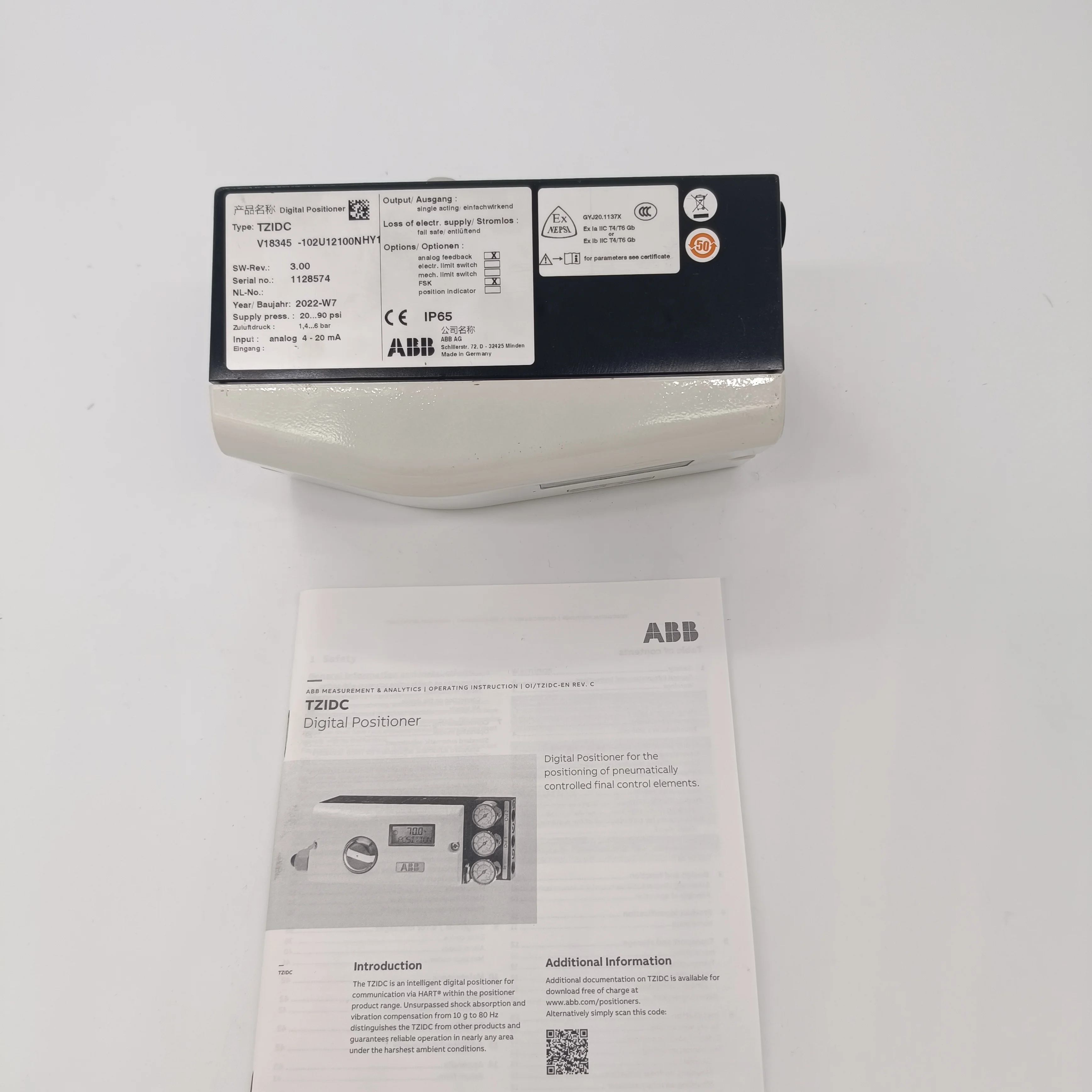Swiss ABB Valve Positioner V18345-102U12100NHY1