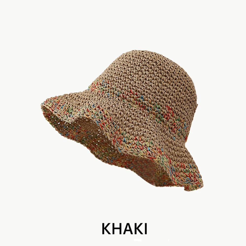 2024 Wide Brim Vacation Soft Straw Hat Summer Beach Sun Caps Foldable Floppy Paper Bucket Hat Summer Hats For Women
