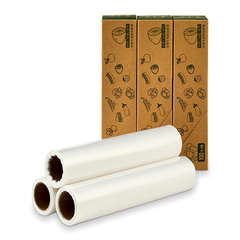 Biodegradable Food Packaging PLA Plastic Produce Bag on a Roll Food Storage Transparent Bags For Fruits Vegetable bread
