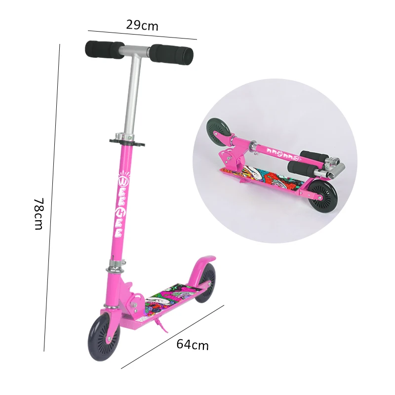 Hot Sale  Foldable Adjustable Height Kick Scooter with 2 PVC Wheels Portable Scooters