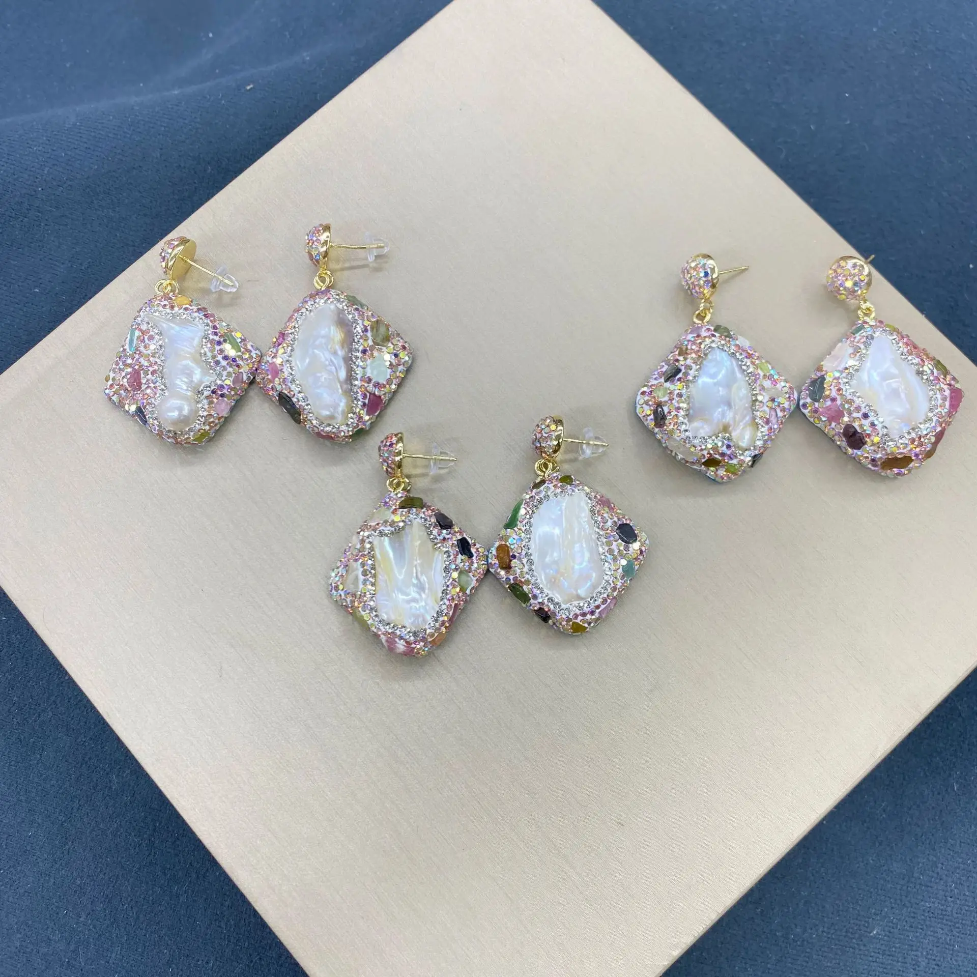 Natural Baroque Keshi Pearl Dangle Earrings With Natural Stone Earrings Jewelry