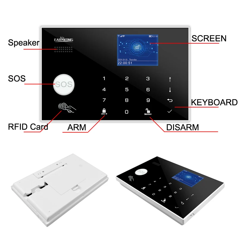 Home Burglar Alarm Wireless & Wired Detector RFID TFT Touch Keyboard 11 Languages 433MHz Compatible Alexa Wifi GSM Alarm System