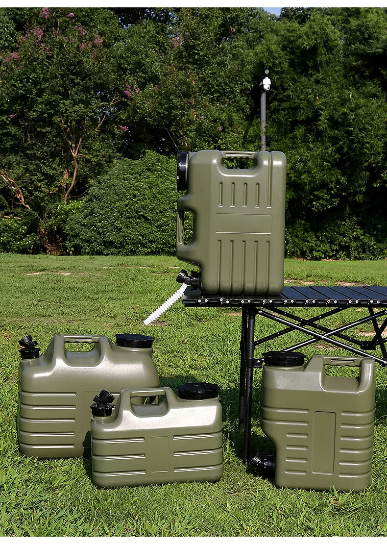 Food Grade Material Green PE Plastic Outdoor Bucket Household Pure Water Storage with Faucet Car Camping Large 12L Water Bucket