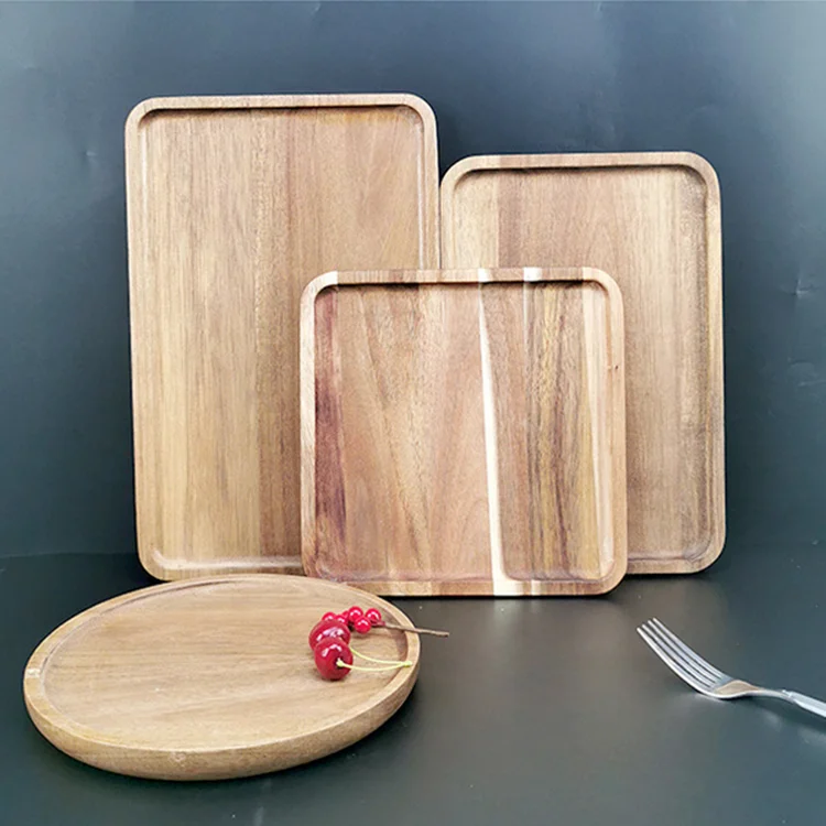 Wholesale latest design restaurant tableware service tray high quality wood fruits dinner plates for appetizer
