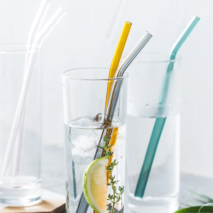 Eco Friendly Factory Reusable Drinking Glass with Straw High Borosilicate Glass Straws in Stock