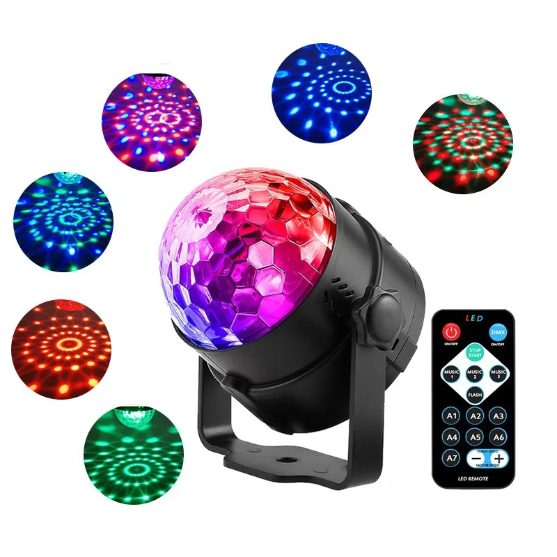 Disco Light 3w RGB Color Changing Crystal Ball Effect DJ Disco Lamps LED Auto Rotating Stage Light