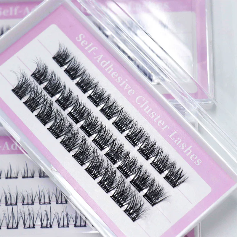 New 10 Days Press On Lashes Customized Self Adhesive Individual Lashes Whole Sale Segment Press On Lashes No Glue Personalized