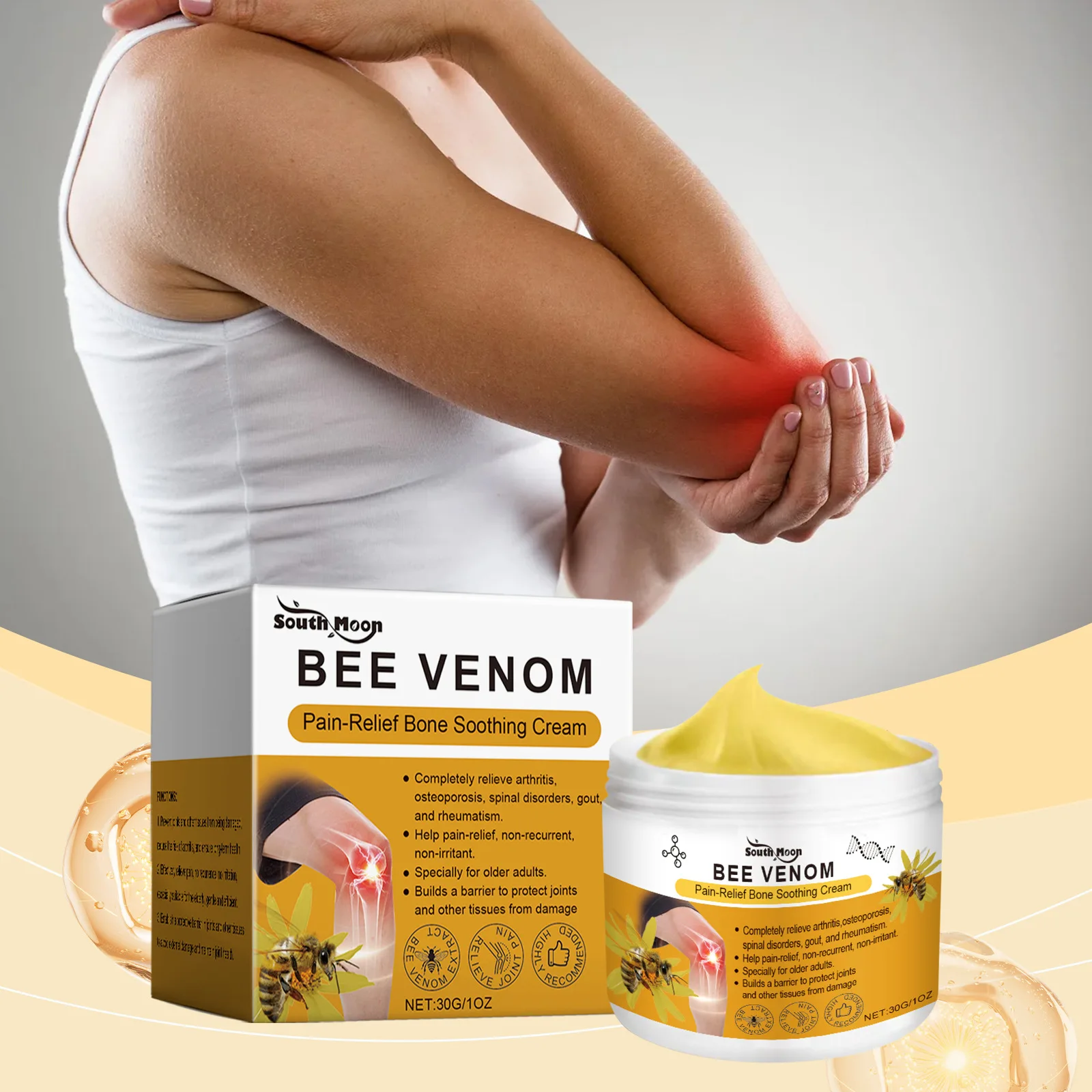 Oem South Moon BEE VENOM Cream Bone soothing Daily Care Joint Pain relief Cream Massage Bee Venom Cream For Joints herbal