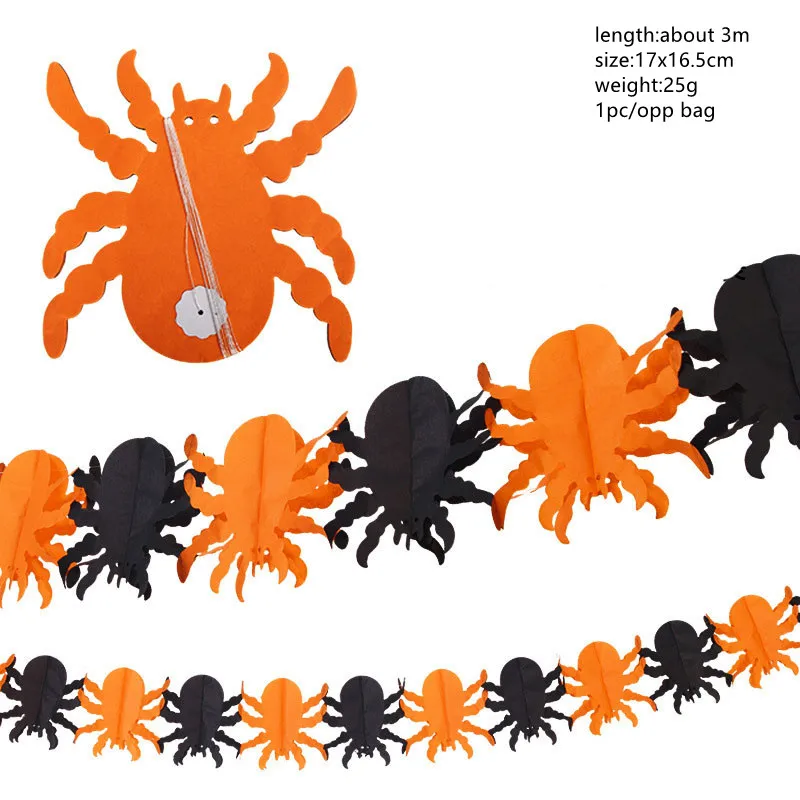 Halloween Party Decorations Horror Props Bunting Bat Pumpkin Ghosts Spider Hanging Paper Garland