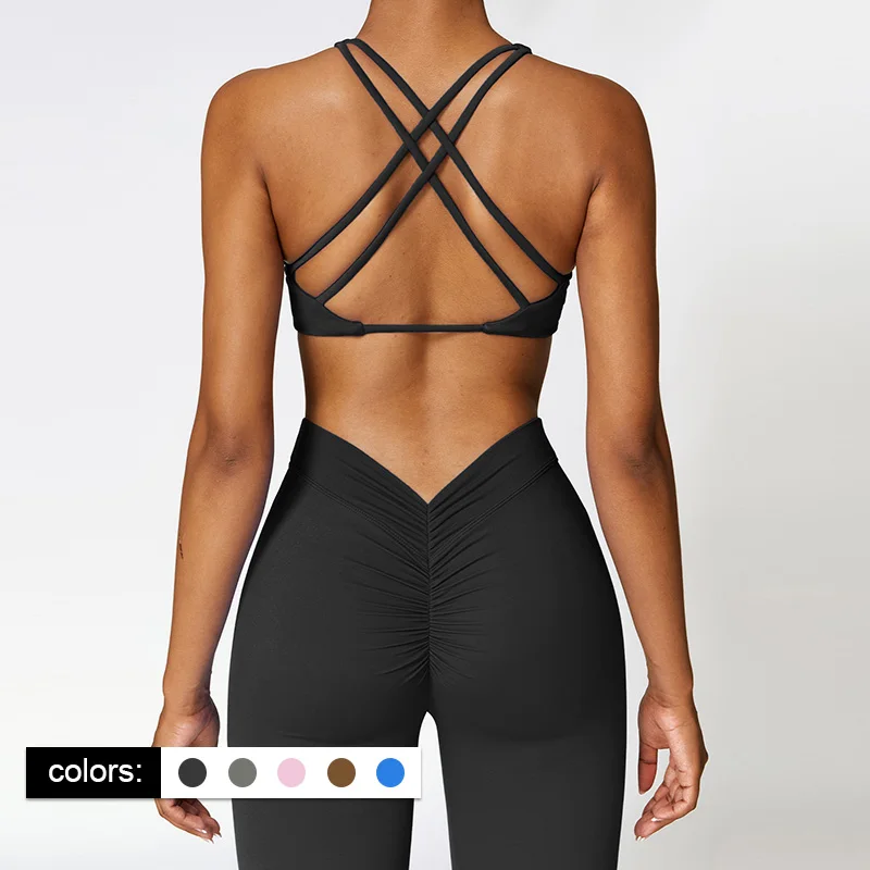 CWX8449 Naked Feeling Tight Yoga Twist Bra Outdoor Running Cross Back Sports Bra