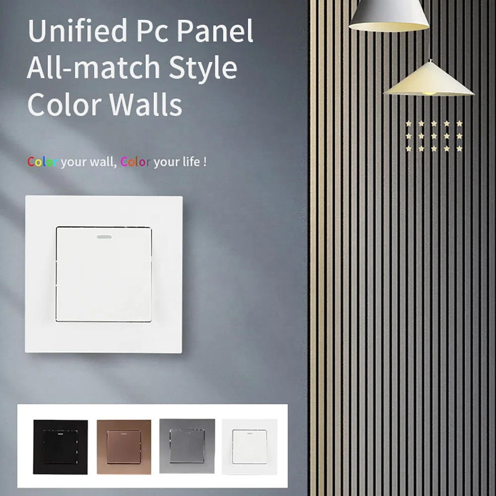 Mezeen EU type Gold Panel 10A 250V 2 gang 2 way wall switch Push Button Modern Home Wall Electric light switch manufacturer