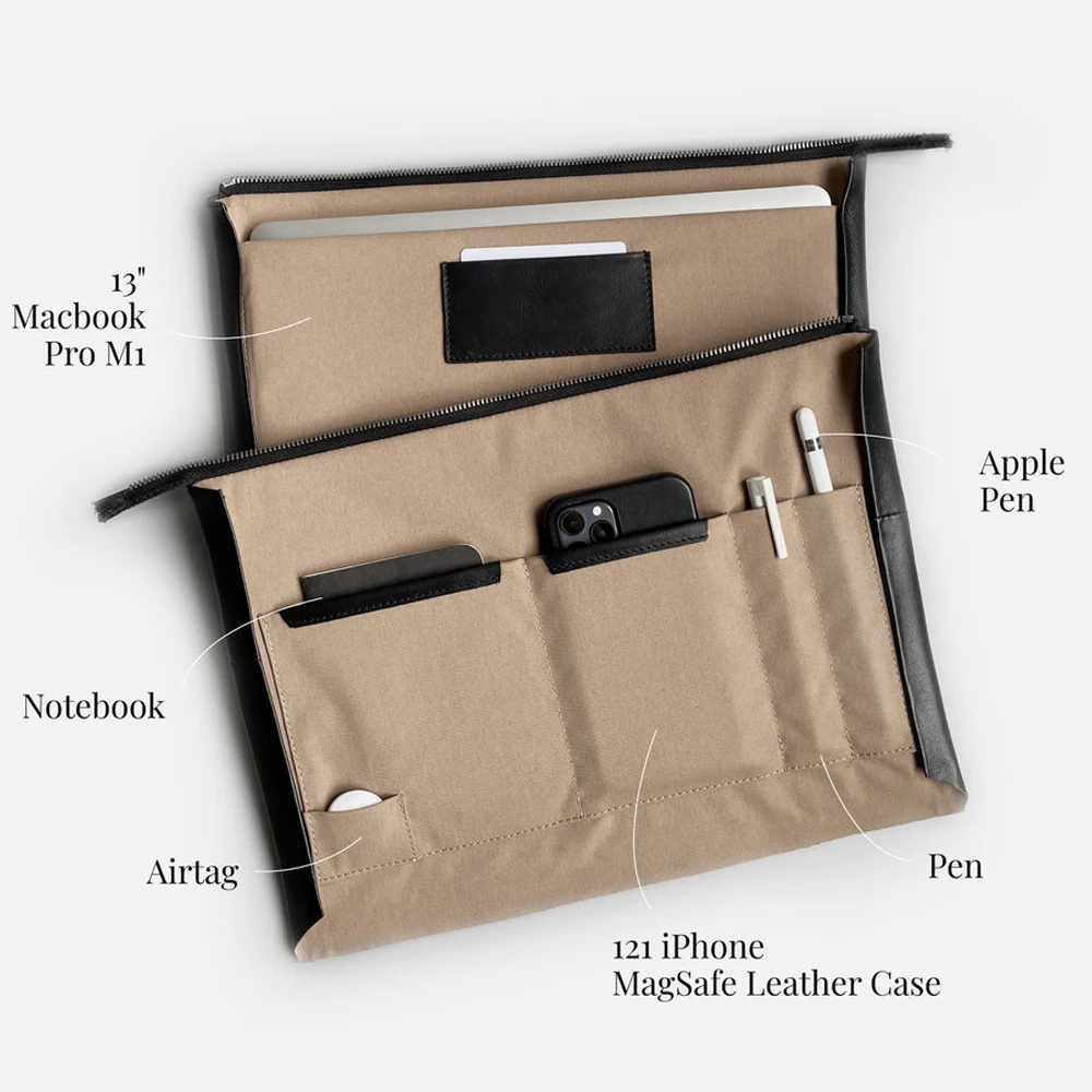 Wholesale Custom Logo Design Top Grades Genuine Leather Pad Folio Tech for MacBook Air Pro 13 Inch