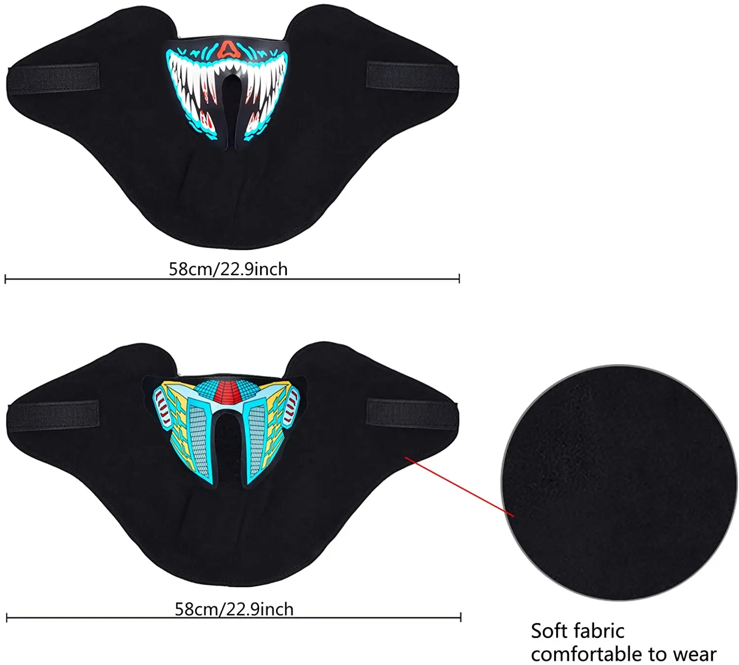 Halloween Christmas Cosplay Dancing LED Music Mask Flashing Light Up Face Mask Sound Activated Led Party Mask