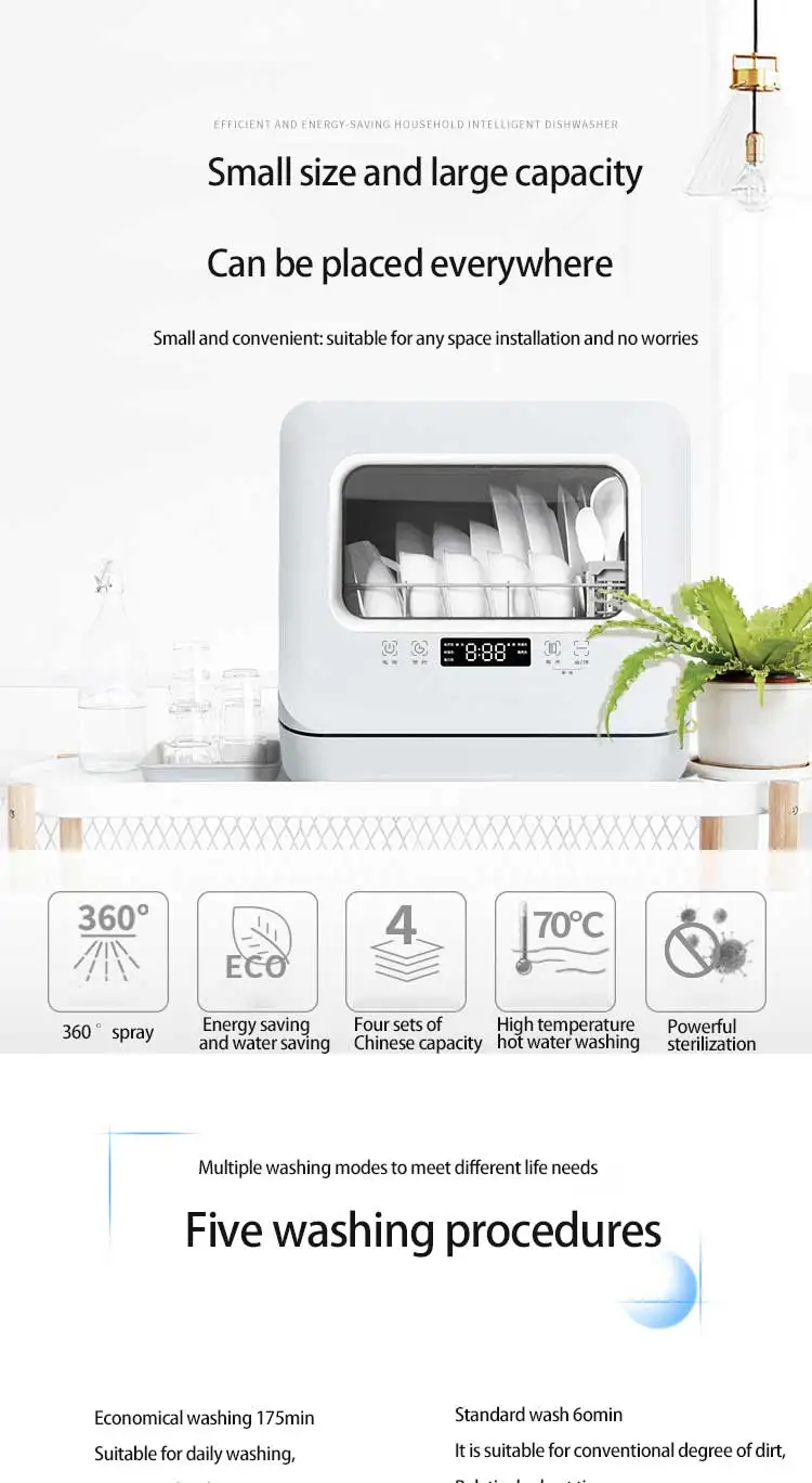 Household dishwasher automatic Mini bench type sterilizing and drying kitchen appliances