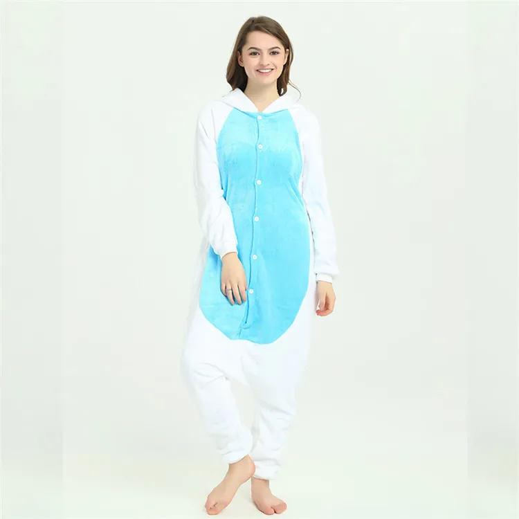 Women Cartoon Pijamas Femma Animal Kawaii Dinosaur Dot Cat Pajamas High Quality One-piece Flannel Printed Knitted Hooded Spandex