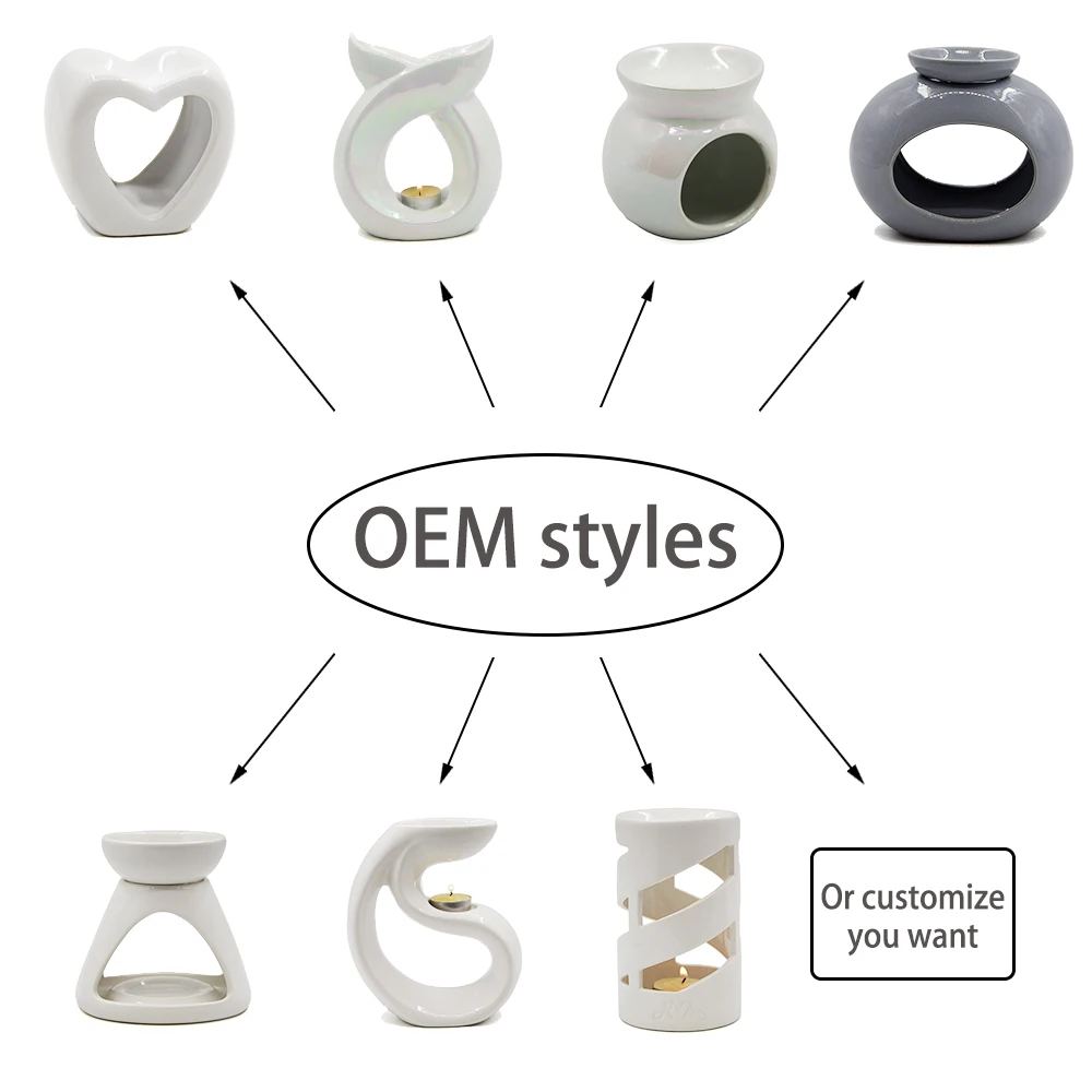 High Quality Custom White Aroma Candle Essential Oil Warmer Ceramic Oil Wax Burner Wax Melt Warmer