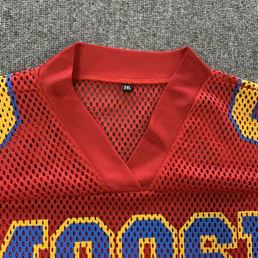 Hot sell Sunton new design mesh fabric jersey shirt screen print logo sports wear jersey big hole fabric breathable