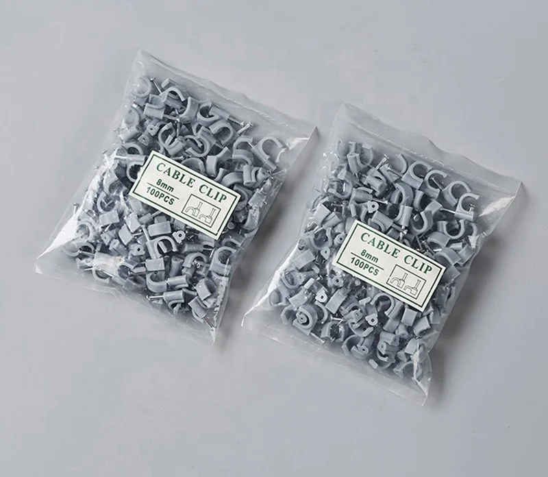 Hot Sale White Cable Clips with Steel Nails Wire and Cord Clips for Wall Mounting Cable Management Tiles Accessories
